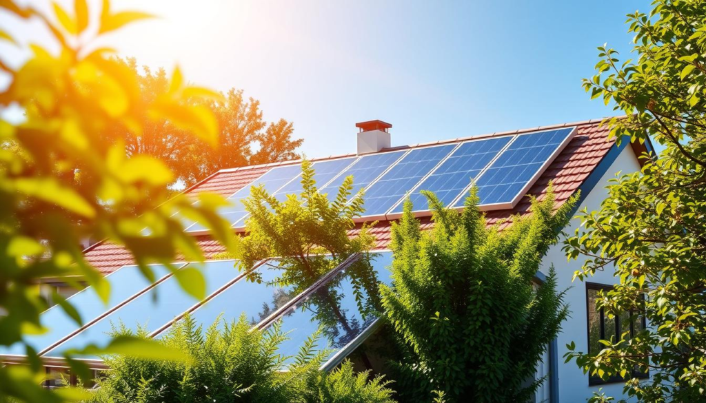 calentadores solares sobre el techo de una casa