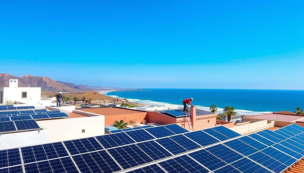 Sistemas interconectados de paneles solares en san felipe