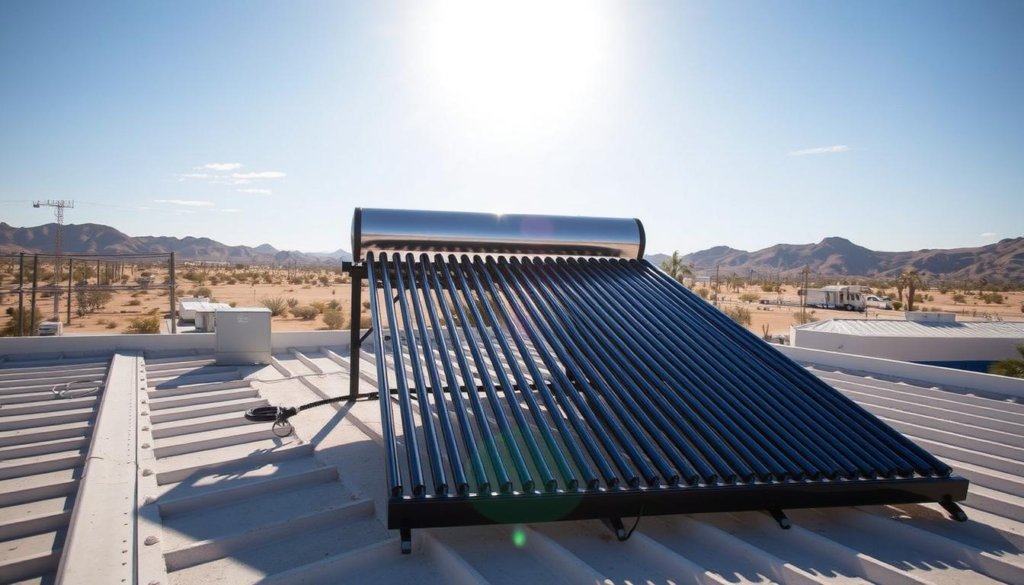 Calentadores solares para negocio instalado en una Pyme