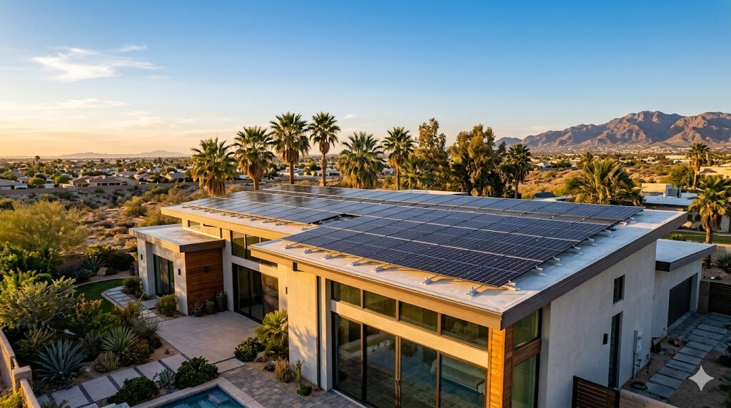 Instalacion de paneles solares en una residencial de mexicali.